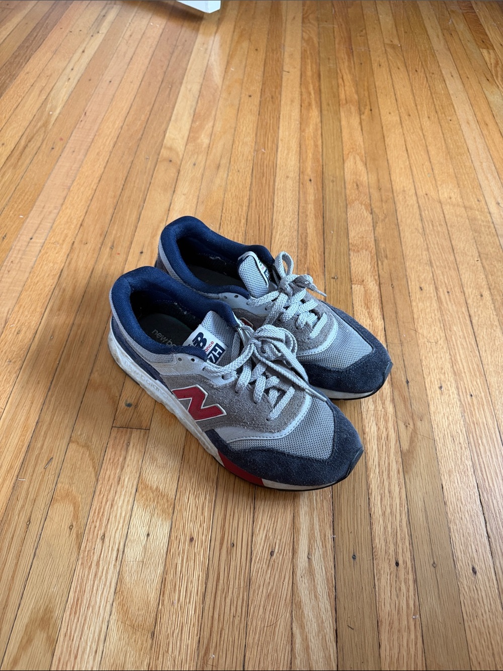 New Balance Kids Gray, Navy & Red Athletic Sneakers